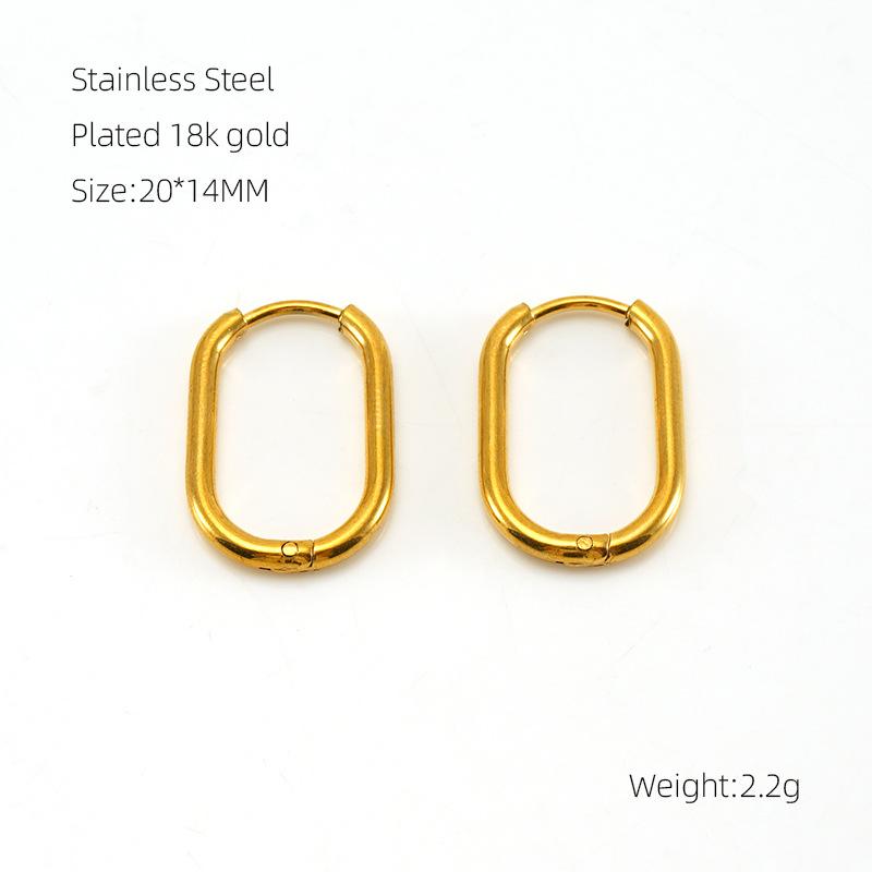 Persönlichkeit Einfache Edelstahl Geometrische Ohrringe Nischen Design Titan Stahl 18k Gold Runde Oval Ohrringe Frauen