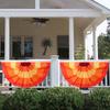Fall Pleated Fan Flag Bunting for Outside Garden,Thanksgiving Half Fan Banner Flag,Indoor Outdoor Yard Decoration