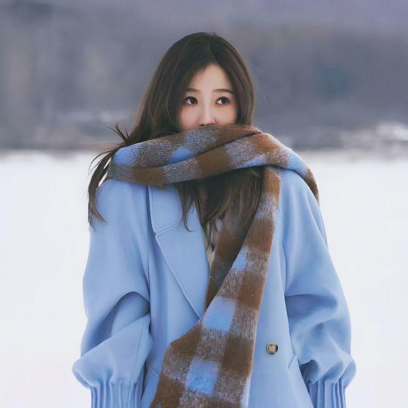 

Scarf Blue Plaid Color Matching Mohair Long Tassel New Couple Warm Scarf Women s Long Style 28*200cm