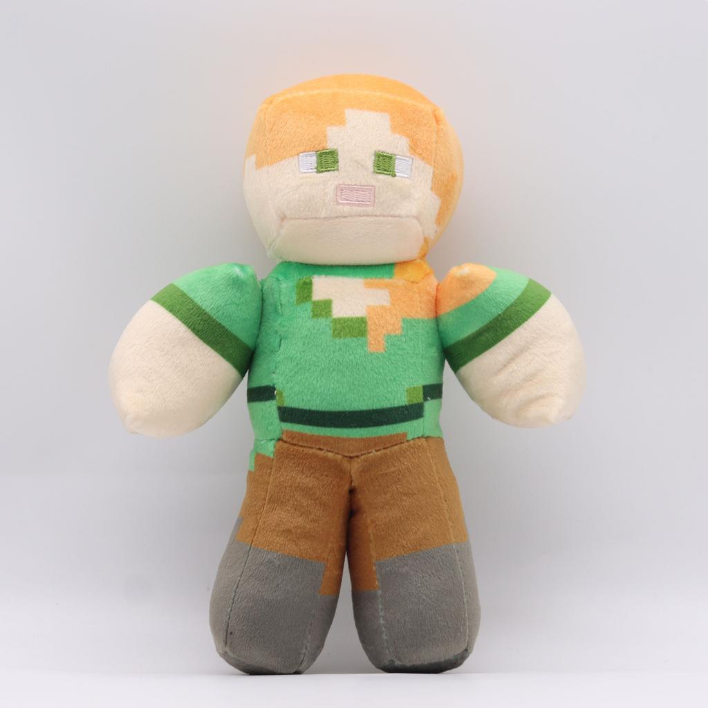 Pixel-Style Plush Toy Set – Block Character Stuffed Animals Mini Collection for Gaming Fans Kids Room Decor