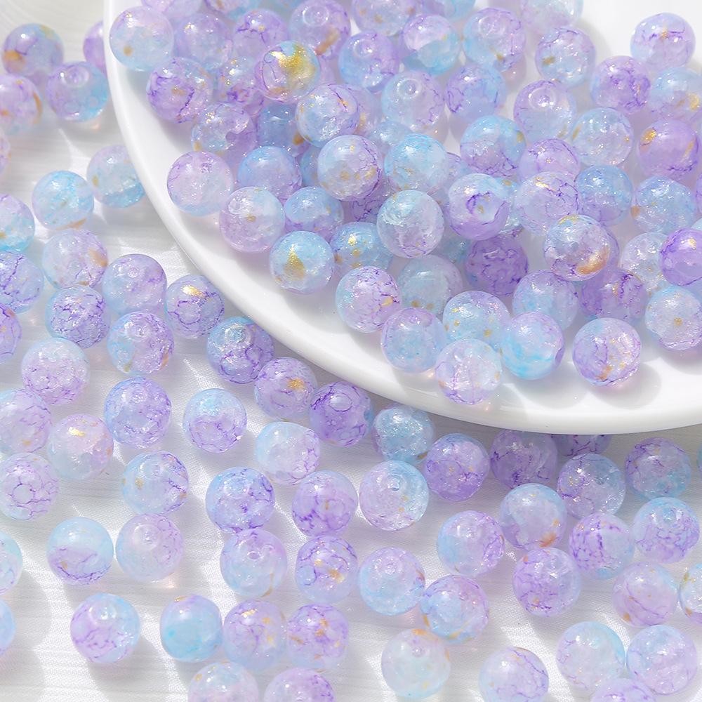 Yori 40pcs 10mm Imitation Crack Glass Beads Round Loose Spacer Beads for Jewelry Making DIY Bracelets Phone Chain Accessories