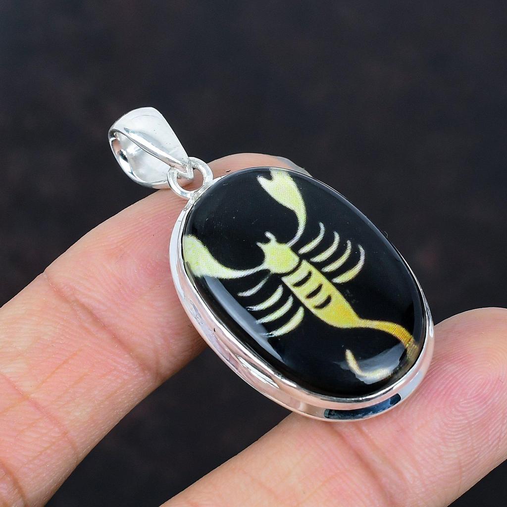 Scorpio Zodiac Sign In Black Onyx Pendant 925 Sterling Silver Gemstone Pendant Handmade Astrology Pendant Horoscope Pendant Scorpio Jewelry