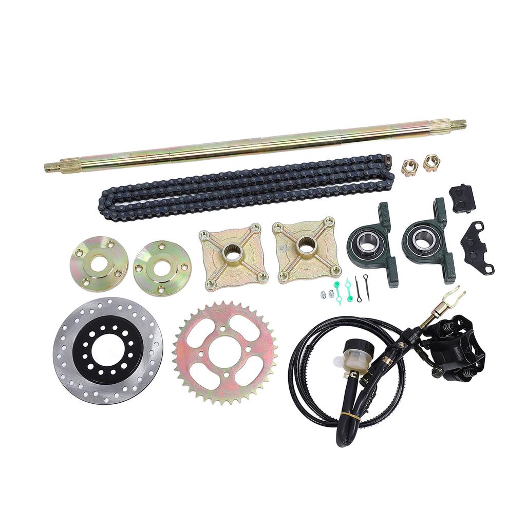25.5in Go Kart Zadní Živá Náprava Kit Robustní Vylepšený Úchop Rozeta Náboj Brzdový Sestava Řetěz Kotouč pro 50cc 70cc 90cc ATV