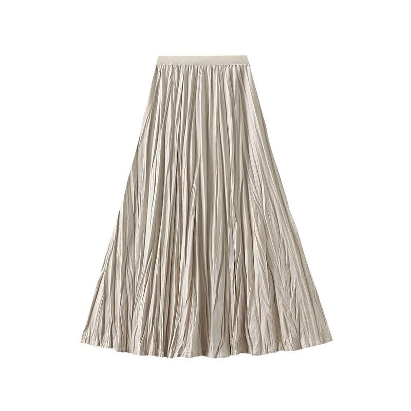 Women's Pleated Ruffle Tiered Skirt Midi Long Skirts Elastic High Waisted A Line Skirts for Women Casual Flowy Swing Spring Fall Skirt Travel Outfit