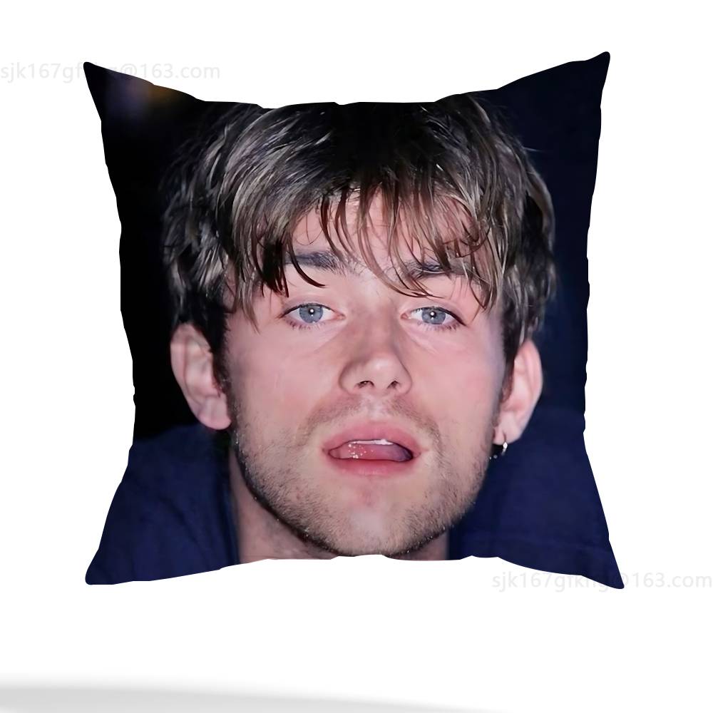 I Love D-Damon Albarn Pillow Case Square Double-Sided Printing Short Plush Sofa Cushion Cover Bedroom Bedside Pillow