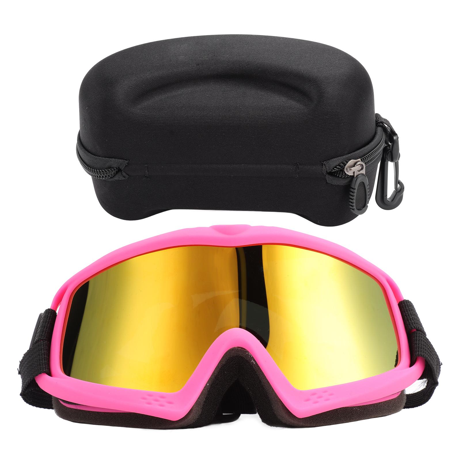 Lunettes de soleil pour chien Coupe-vent Anti-poussière Protection UV Lunettes réglables pour animaux de compagnie pour le ski le cyclisme le voyage Pink Frame Red Lens black