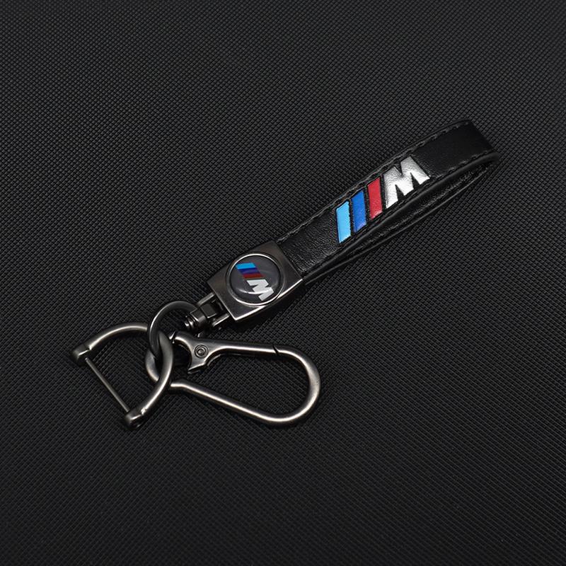 OMPC8 Leather Car Key Chain Emblem Key Fobs Key Ring for Bmw M G30 G32 3 4 5 7 M3 M4 M5 X1 X3 X5 X6 X4 E61 E60 E31 Mini Cooper R50 R53
