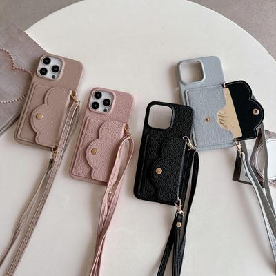 Crossbody Leather Cover for IPhone 16 15 14 13 12 11 Pro Max  Plus Phone Case with Card Holder Lanyard Strap Neckband Wallet