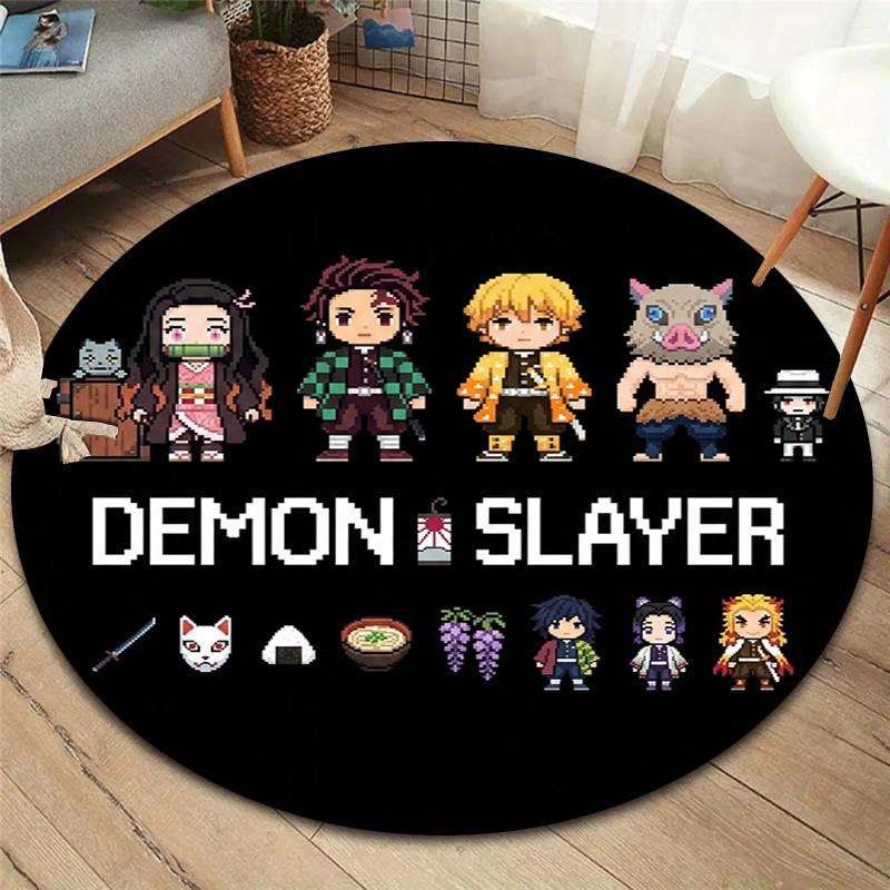 Demon Slayer Round Area Rug Carpet Rug For Living Room Bedroom Sofa Playroom Decor Nonslip Floor Mat