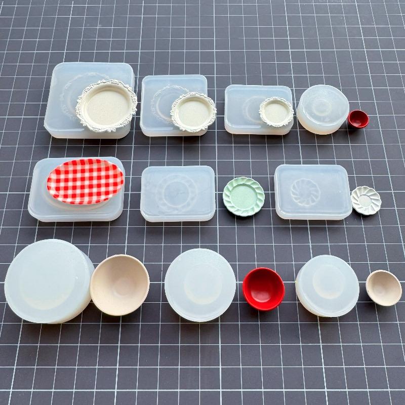 Miniature Food Play Retro Lace Plate/bowl Silicone Mold DIY Doll House Decoration Mini Food Placement Plate Making Tool