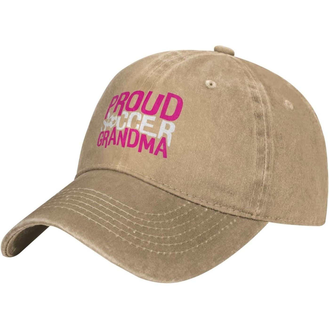 

Proud Soccer Grandma Graphic Washed Baseball Cap Casual Cotton Adjustable Hat for Adults Can Be Adjusted
