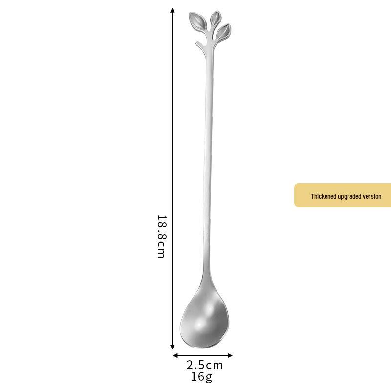 Gold Leaf Stainless Steel Spoon - Creative European Style Fruit, Coffee, Stirring, and Dessert Spoon Gift