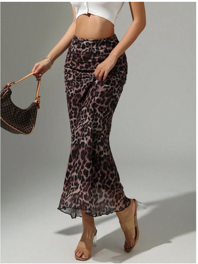 2025 Spring/Summer Leopard Print High-Waisted Slimming Skirt - New American Sexy Style