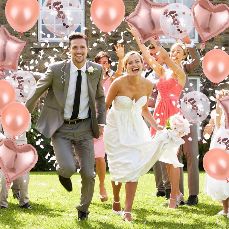 14Pcs Rose Gold Confetti Latex Balloon Set Boy Girl Birthday Party Decoration Supplies Wedding Helium Air Globos Baby Shower