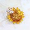 Rhinestones Honeybee Pollinating Flower Brooch Alloy Fashion Jewelry Wedding Party Clothing Accessories for Women