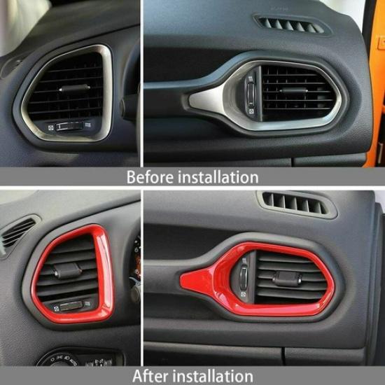 2X Red Side Console Air Vent Outlet Trim Cover Fits For 2016- Jeep Renegade