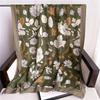 Real shot scarf cotton and linen elegant flower shawl autumn and winter new women's yarn wind sweet