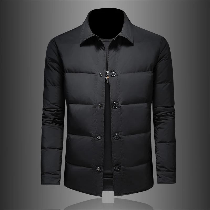 

Minglu White Duck Down Men s Jackets Autumn Winter Solid Color Single Breasted Casual Down Male Coats Man Overcoat 4XL 4XL чёрный