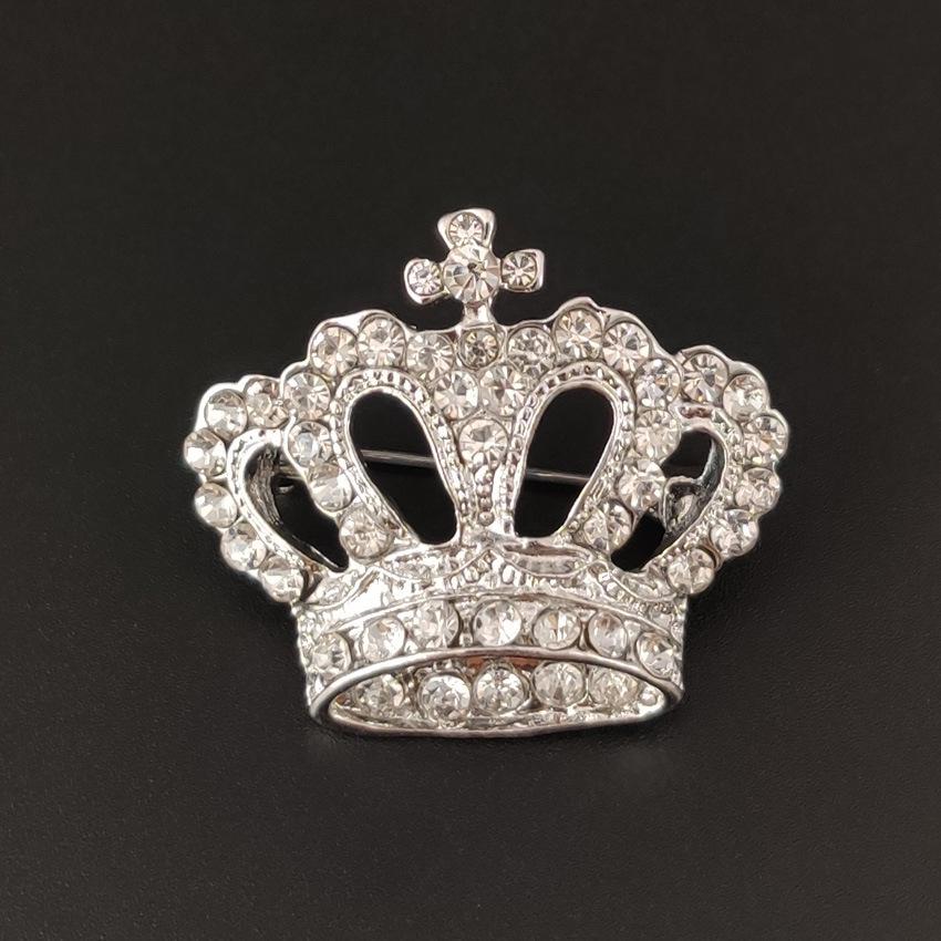 Korean Alloy Rhinestone Crown Brooch for Professional Wear