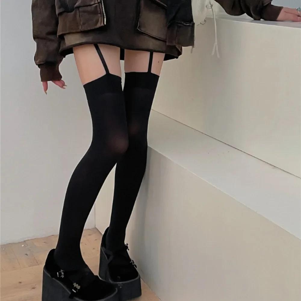 Kobiety Podwiązki Szerokopasmowe Aksamitne Rajstopy Lolita Cienkie Podkolanówki do Uda z Podwiązkami Y2K Styl Kolegialny JK Podkolanówki