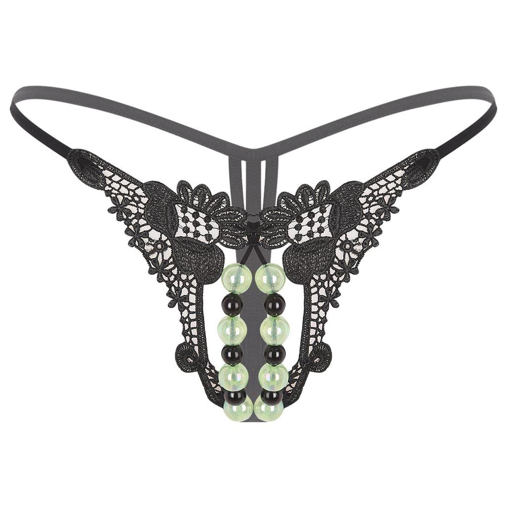 Womens Beads Massage Hollow Out Thong Lingerie Underwear