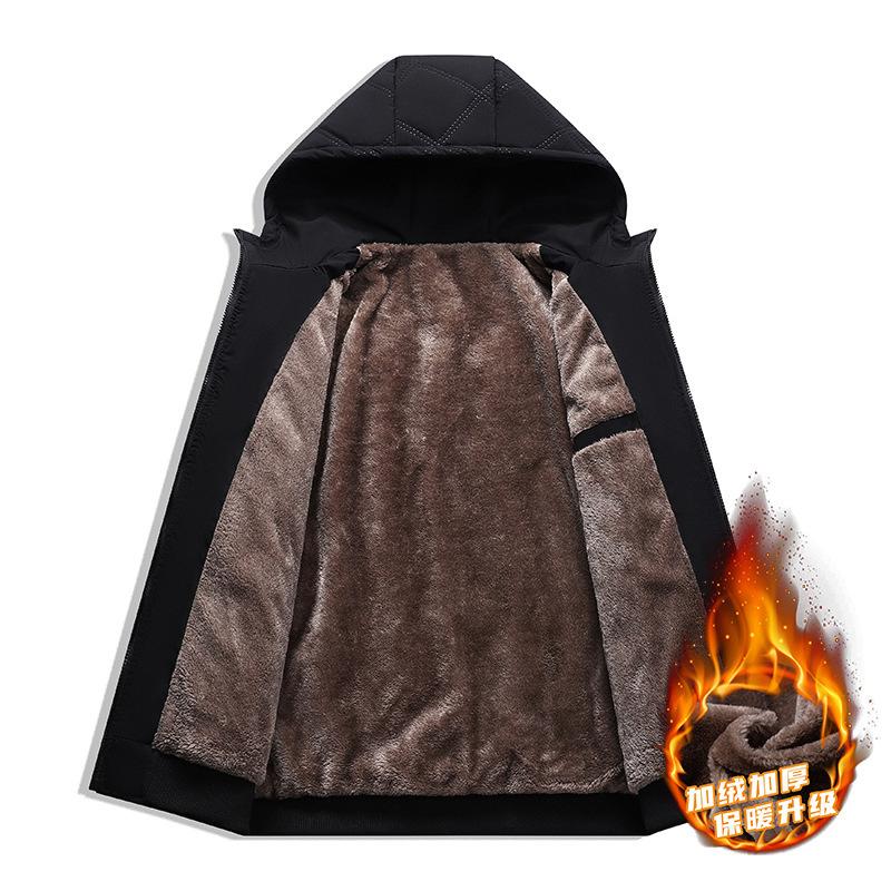 Winter velvet thickened cotton jacket men's 2025 new stand-up collar windproof jacket cotton-padded winter middle-aged dad