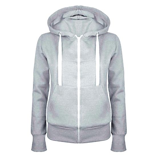 

Толстовка Повсякденна тепла бавовняна одноколірна толстовка з довгим рукавом для жінок L сірий