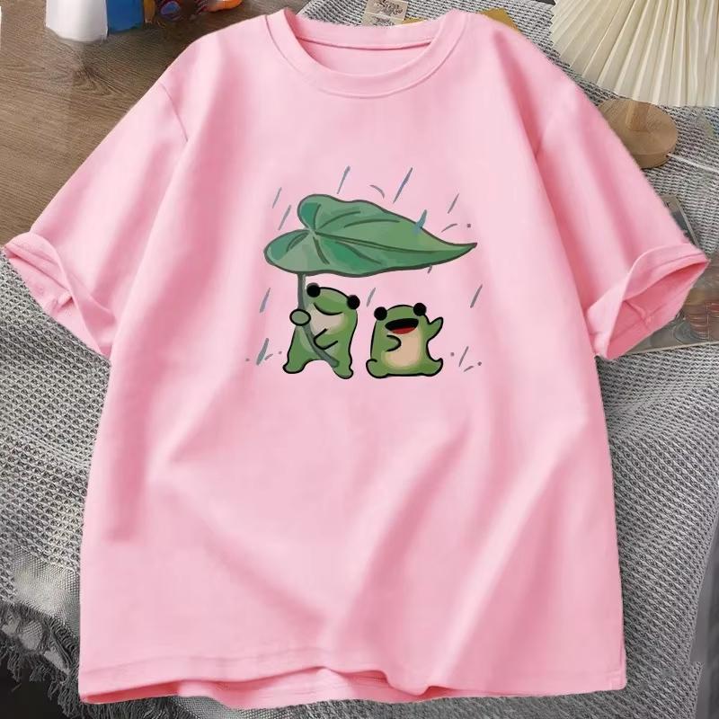 Frosch Niedliches T-Shirt Lustige Frösche Regen Liebe T-Shirt Damen und Herren Romantisches T-Shirt Lässig Kurzarm T-Shirts Streetwear