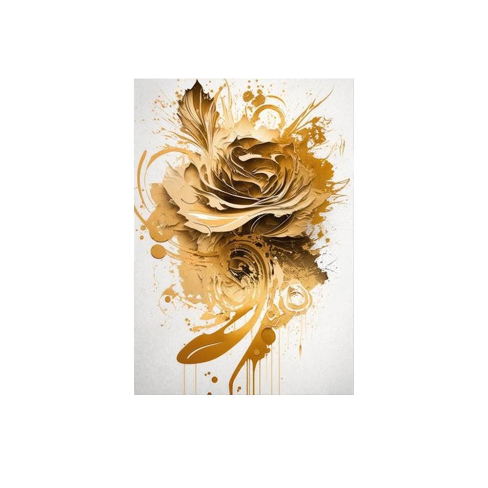 Golden Floral Art Posters, Gold Rose Wall Arts, Abstract Flowers Prints, for Living Room, Office,Wall Decor, No Frame