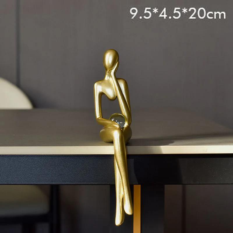 

Luxury Gold Abstract Figure Sculpture Home Decoration Office Wine Cabinet Living Room Decor Resin Beautiful Woman Sculpture, 1Pc