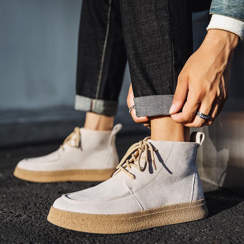 

2795 solid color Martin shoes men s autumn new trend versatile suede leather medium help light luxury leisure sand 44 бежевий