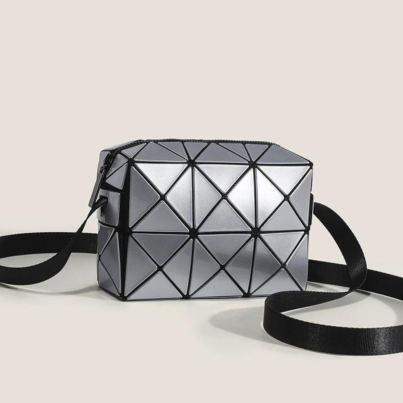 Borsa a tracolla geometrica patchwork da donna, borsa a spalla quadrata alla moda stile street