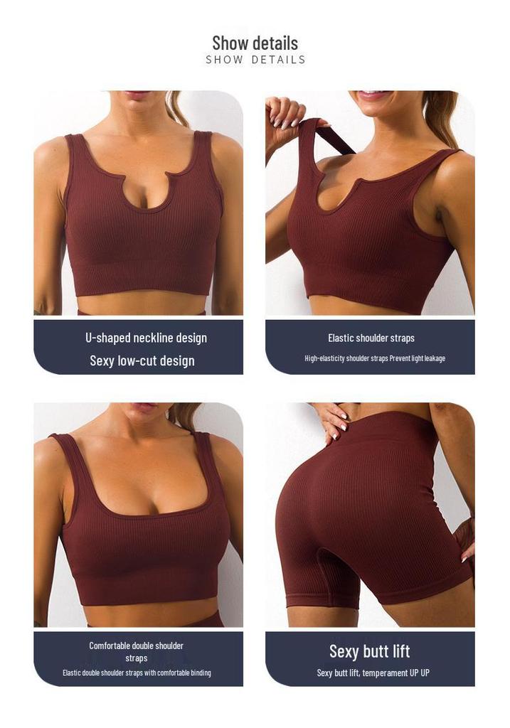 Europäisch-Amerikanisches Nahtloses Schnelltrocknendes Yoga-Westen- & High-Waist-Shorts-Set für Damen