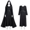Women Black Hooded Cloak Cosplay Costume 3‑Piece Set