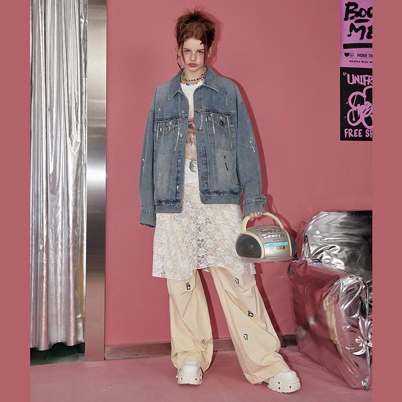 UNIFREE American Retro Loose Fit Distressed Denim Jacket