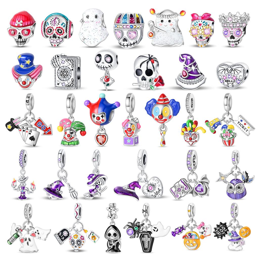 Copper Clown Ghost Skeleton Halloween Pendant Charms Fit Originalbracelet Charm Bead Necklace Diy Female Jewelry