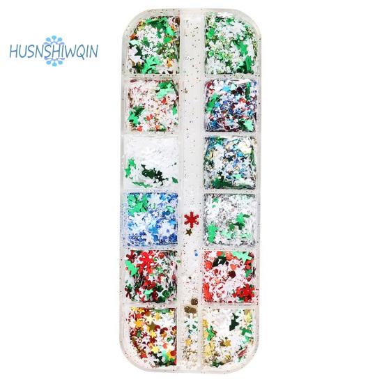 1 Box Christmas Nail Glitter Sequins Snowflake Pentagram Pattern Irregular Shape Festive Manicure Accessories