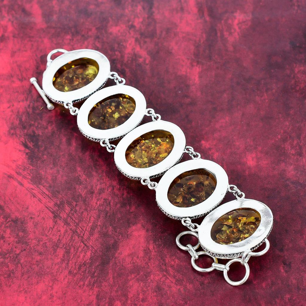 Baltic Amber Bracelet, 925 Solid Sterling Silver Gemstone Jewelry, Handmade Bracelet For Mother Day