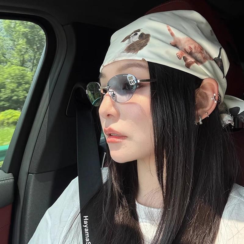 2025 Retro Cat-Eye Frameless Sunglasses for Women - Stylish European & American Street Style