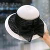 Summer fashion lace mesh bucket hat women's color matching retro top hat elegant bow visor