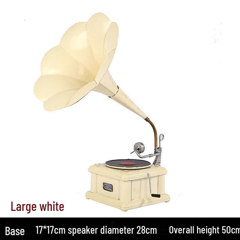 Vintage European-Style Gramophone Ornament: Nostalgic Record Model for Living Room or Wine Cabinet Decor