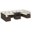 Ensemble de canapé de jardin 11 pièces avec coussins marron poly rattan, Canapé de jardin 2 places avec rangement 3357451