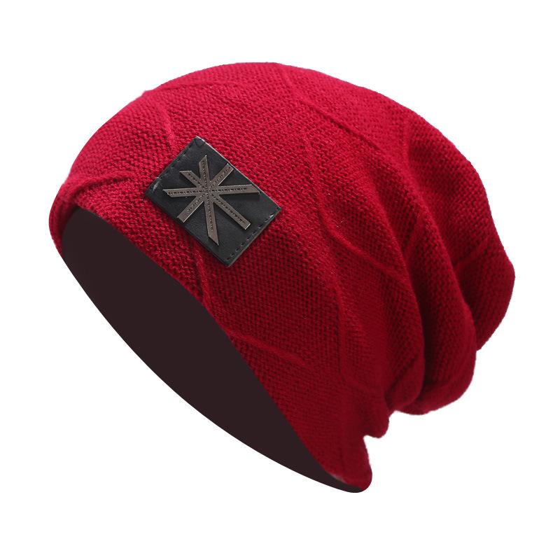 New Men's Pullover Hat Street Trend Velvet Rice Character Knitted Hat Women's Autumn and Winter Outdoor Warm Hat Tide