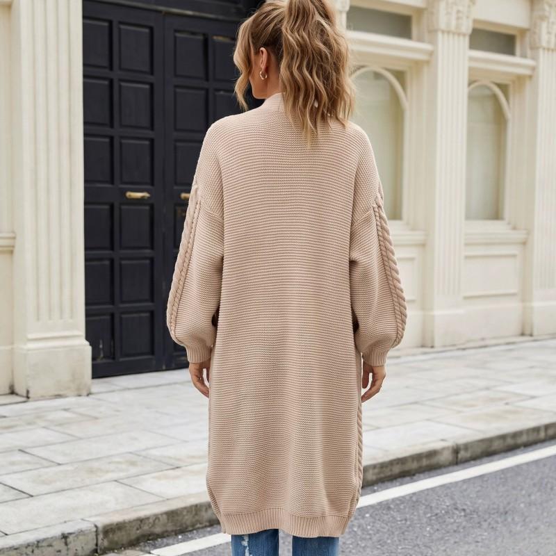 Womens Oversized Knit Cardigan Long Sleeve Lapel Loose Fit Thick Sweater Coat Winter