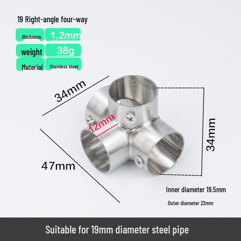Stainless Steel Right Angle Elbow Union Tee Four-Way Pipe Fitting Combo
