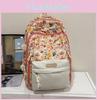 Girls Backpack For School Lightweight Nylon Travel Style With Bear And Flower Print Design For Teens
