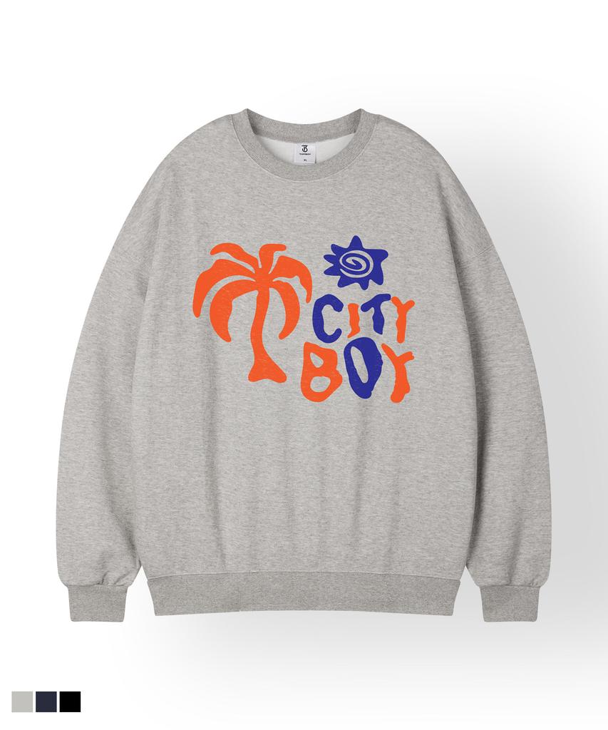 TOPBOY City Boy Oversized Fleece-Lined Printed Sweatshirt