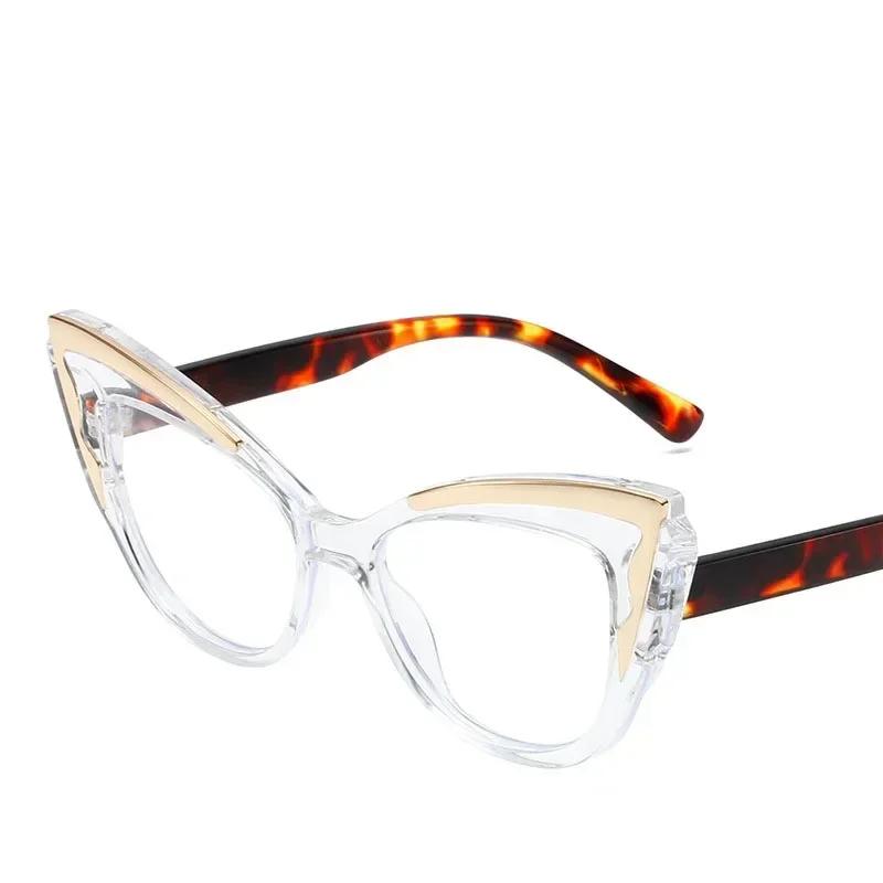 

Neutral Latest Large Frame Color Collision Cat Eye Ordinary Eyewear Ladies Retro Anti-blue Light High-definition Flat Eyewear