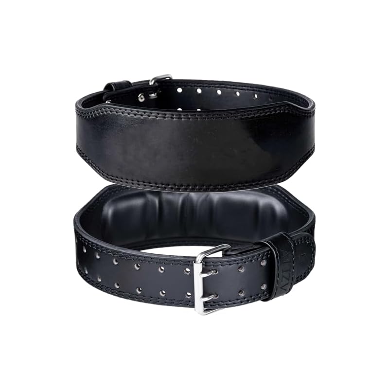 AZLIV AZ7 Training Belt [Fits Waist Sizes 53-110cm] Strength Training Belt, MF Leather, Durable, Lightweight, and Soft (Black X Solid, Size XL)