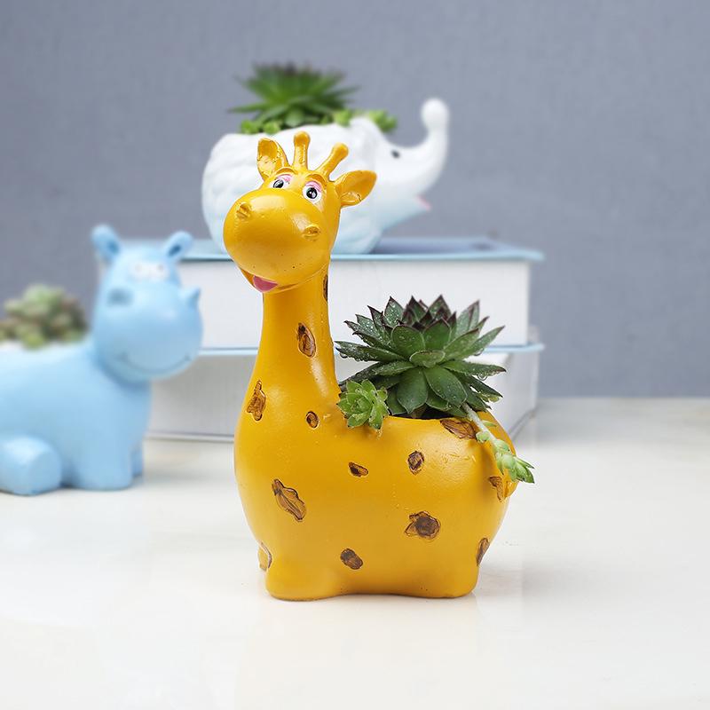 Creative Resin Flower pots Hippo giraffe shape Planters Succulent Plants animal Flower Pot Cute Pastoral Style Home Decoration